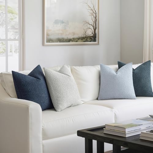 MIULEE Decorative Boucle Throw Pillow Covers 18x18 Inch Blue Set of 4 - Image 2