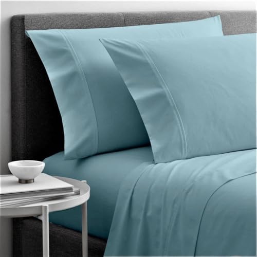 Cottingon 5 PC Split King Sheets Fits 16" Deep, Egyptian Cotton, Light Blue - Image 2