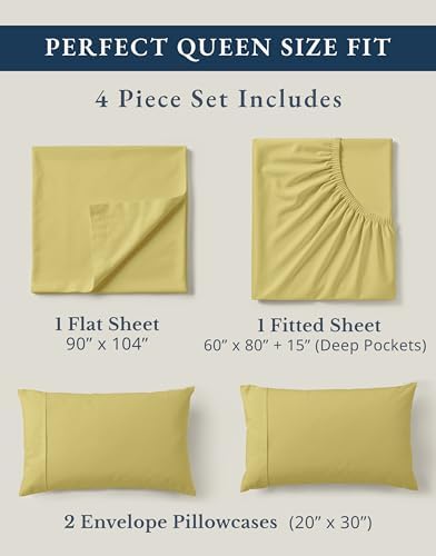 LANE LINEN Queen Size Bed Sheets 100% Organic Cotton Soft 4pc - Image 4