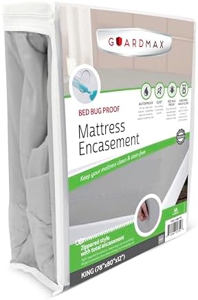 Guardmax King Mattress Protector Zippered, Bed Bug Mattress Cover by Guardmax