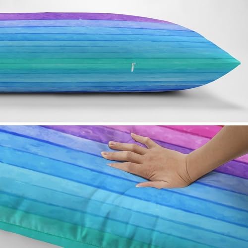 Rainbow Body Pillow Cover Watercolor Lines Pillowcase - Image 5