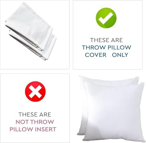 TAOSON Set of 2, 100% Cotton Soft Square Decorative Throw Pillow Protector - Image 3