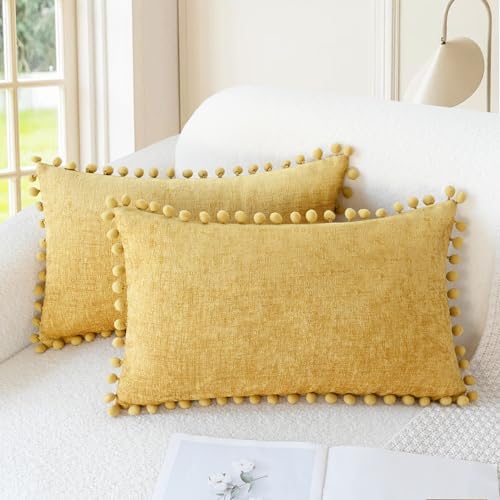 CaliTime Decorative Couch Throw Pillow Covers 20 X 12 Inches Gold by CaliTime
