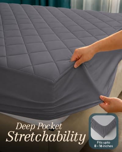 Full Mattress Pad, Quilted Mattress Protector Topper fits 16" Deep Pocket - Image 3