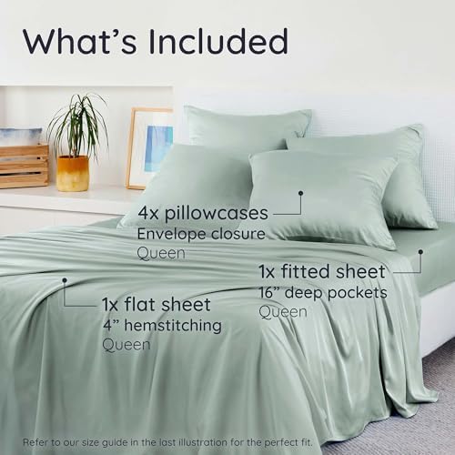Bambaw 100% Viscose Derived from Bamboo Sheets Queen Size Set – 6pcs Deep - Image 2