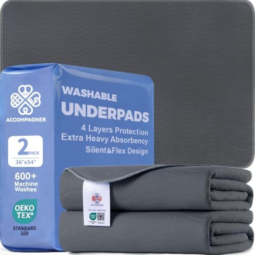 Accompagner Incontinence Bed Pads Washable Waterproof Underpads 36"x54" 2pc by Accompagner