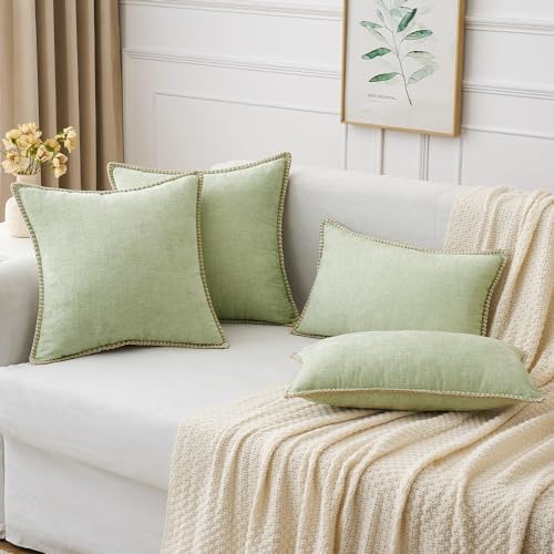MIULEE Decorative Couch Throw Pillow Covers 20x20 Inch Light Green 2 Pack - Image 5