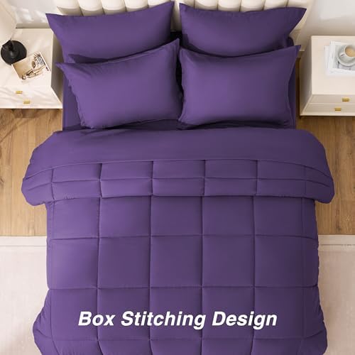 Love's cabin Full Comforter Set Dark Purple, 7 Pieces Full Bed in a Bag - Image 4