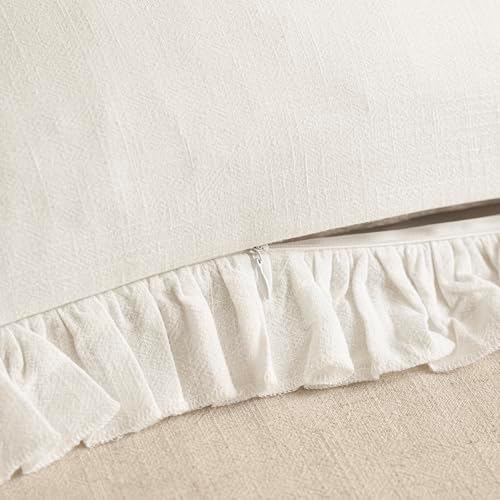 Foindtower Set of 2 Decorative Soild Fringe Ruffle Throw Pillow Covers Soft - Image 3