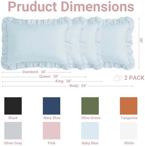 Set of 2 Brushed Microfiber Ruffle Pillow Cases Queen Size Baby Blue - Image 6