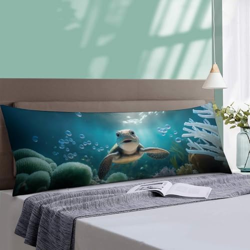 Sea Turtle Body Pillow Cover Coastal Beach Pillowcase - Image 4