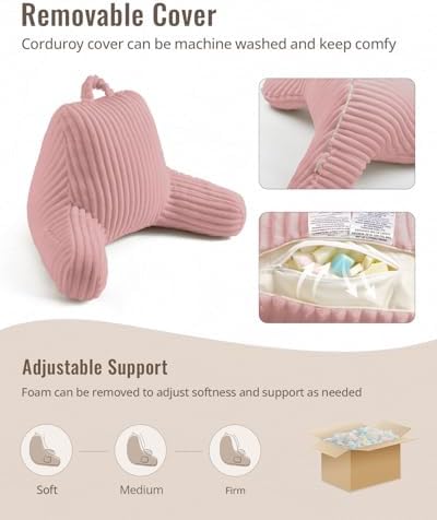 Blissful Diary Reading Pillow for Bed, Backrest Pillow, Plush Pink - Image 5