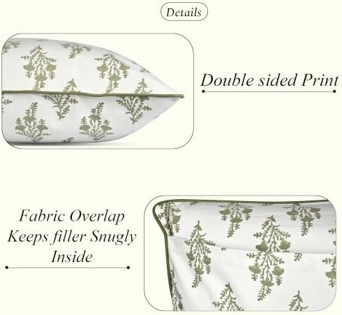 Ridhi Block Print Natural Spring Cotton Pillow Cover 20" x 20" Set of 2 - Image 2