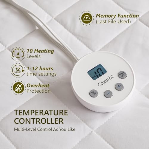39"x75" Heated Quilted Wave Mattress Pad, Twin Size, Soft Bed Warmer, 10 Heat - Image 5