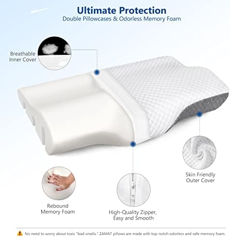 ZAMAT Memory Foam Pillow for Neck Pain Relief, Adjustable Ergonomic Cervical - Image 5