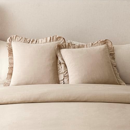 Foindtower Set of 2 Decorative Soild Fringe Ruffle Throw Pillow Covers Soft - Image 5