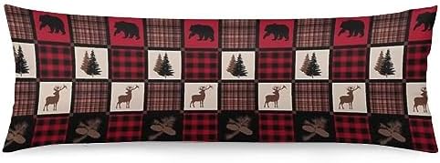 Christmas Body Pillow Cover, Wildlife Elk Moose Bear Deer Pine Tree Forest by TOKILIAR