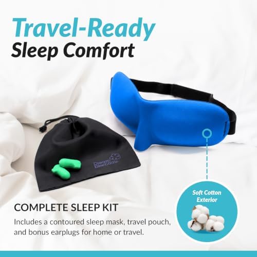 Dream Essentials Sweet Dreams Contoured Sleep Mask Kit, Royal Blue Eye Mask - Image 4