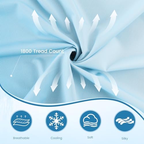 LUXEAR 2 Pack Cooling Pillow Cases, Gradient Light Blue - Image 4
