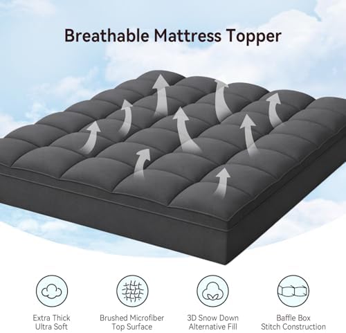 ABENE King Mattress Topper, Thick Pillow Top Mattress Pad - Image 2