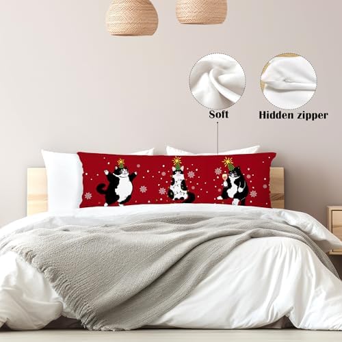 Christmas Tuxedo Cat Body Pillow Cover 20x54, Gifts - Image 5