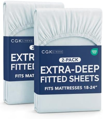 CGK Linens 2 Pack Extra Deep Cal King Fitted Sheets by CGKUnlimited