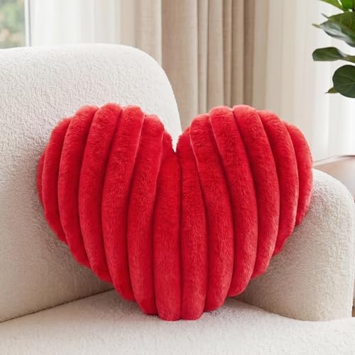 Red Heart Pillow 12.9" Cute Soft Fluffy Small Decorative Throw Pillows by Nmkopzy