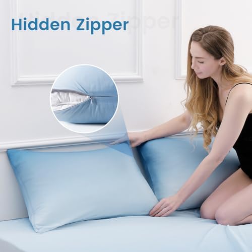 LUXEAR 2 Pack Cooling Pillow Cases, Gradient Blue - Image 6