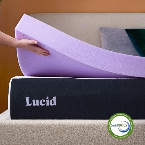 Lucid® 4" Lavender Memory Foam Mattress Topper – CertiPUR-US® - Image 6