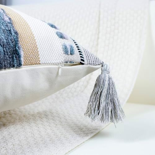 PANOD Boho Long Lumbar Throw Pillow Cover 14 x 36 Grey, Chenille Morocan Extra - Image 4