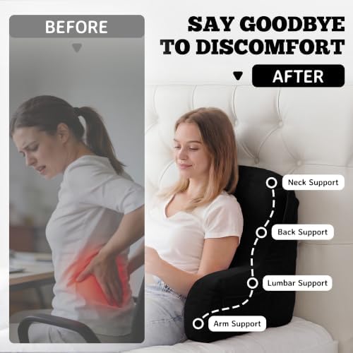 Reading Pillow for Bed, Back Pillow for Bed Sitting Up, Lumbar Support Pillow - Image 7