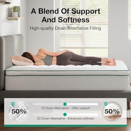 Novilla Full Mattress Topper, Extra Thick Pillow Top Down Alternative Pad - Image 4