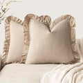 Foindtower Set of 2 Decorative Soild Fringe Ruffle Throw Pillow Covers Soft by Foindtower