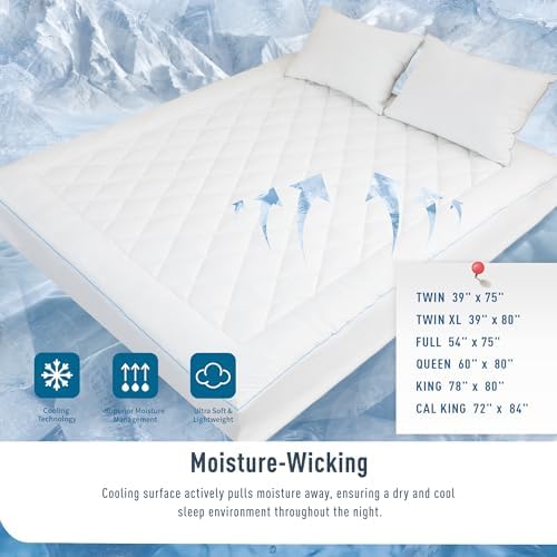 California King Mattress Pad Cooling & Breathable -Fitted Deep Pocket 18-22 - Image 3