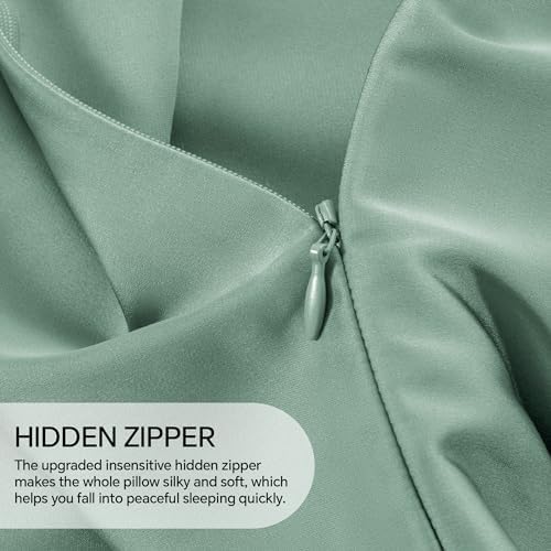 INFIIXSO Silk Pillow Cases 2 Pack, Standard Size, Hidden Zipper, Mint Green - Image 5