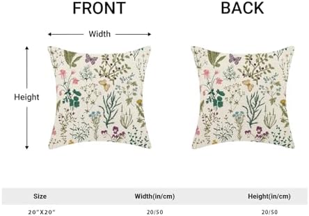 AEIOAE Spring Pillow Covers 20x20 Inch Set of 2, Sage Green Teal Wild Flower - Image 5