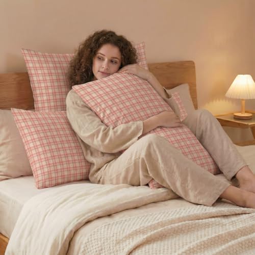 Merryword 100% Cotton Pillow Cases, Standard Size, Washed Cotton Pastel Pink - Image 5