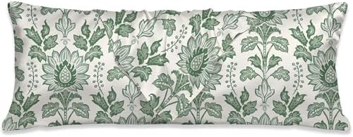 Green Body Pillow Cover, Mystical Floral Body Pillow by SEILONHD