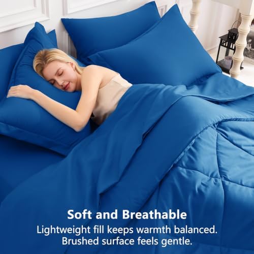 CozyLux Full Comforter Set 82"x86" Classic Blue - Image 4