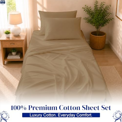 Cottingon 4 PC Cot Sheet Set 33"X75", Egyptian Cotton - Image 2