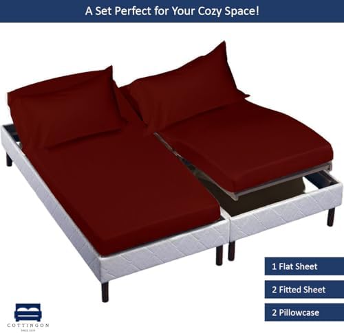 Cottingon 5 PC Split King Sheets Fits 16" Deep, Egyptian Cotton - Image 4