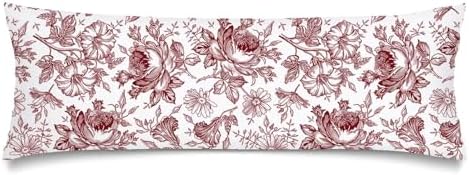 Red and White Porcelain Floral Long Pillow Cases Vintage Floral Lumbar by Unknown