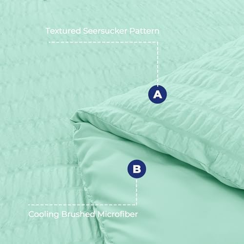 HYMOKEGE Mint Green Full Size Comforter Sets Seersucker 7 Pieces, All Season - Image 4