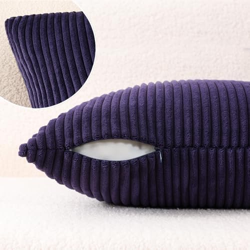 Mecatny Corduroy Decorative Throw Pillow Covers 24x24 Set of 2 Dusty Purple - Image 5