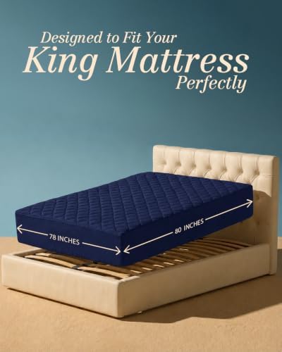 King Mattress Pad, Quilted Mattress Protector Topper fits 16" Deep Pocket - Image 2