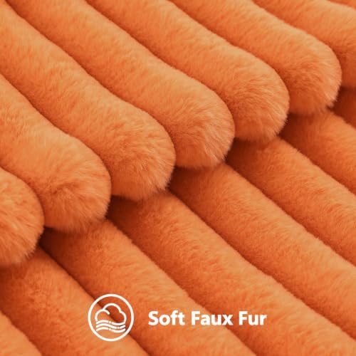 decorUhome Fall Faux Fur Throw Pillow Covers 18x18 Set of 2 Pumpkin Orange - Image 3