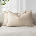 Foindtower Decorative Linen Lumbar Throw Pillow Covers 12x20 Natural Beige by Foindtower
