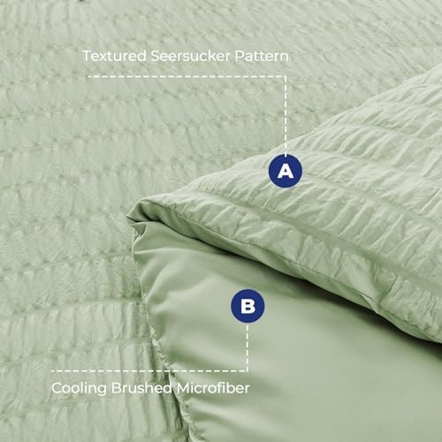 HYMOKEGE Light Green King Size Comforter Set Seersucker 7 Pieces, All Season - Image 4