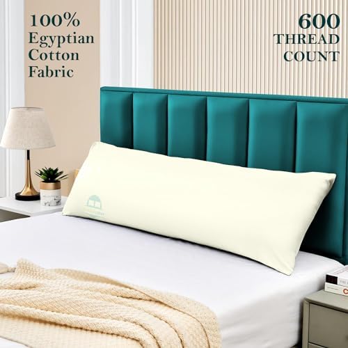 Body Pillow Cover 20x72 Ivory 100% Egyptian Cotton 600 Thread Count - Image 2