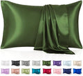Silk Like Satin Pillowcase King Size, Dark Green, 2 Pack, 20x36 Inches by VCUSUELER